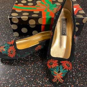 Holiday embroidered Poinsettia shoes